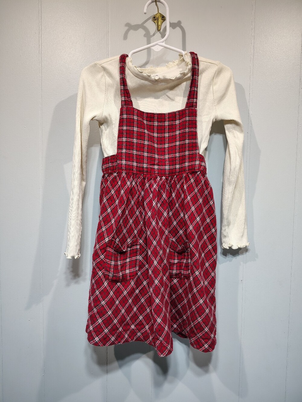Carters Plaid Jumper Dress Red Size 4T Holiday Thanksgiving